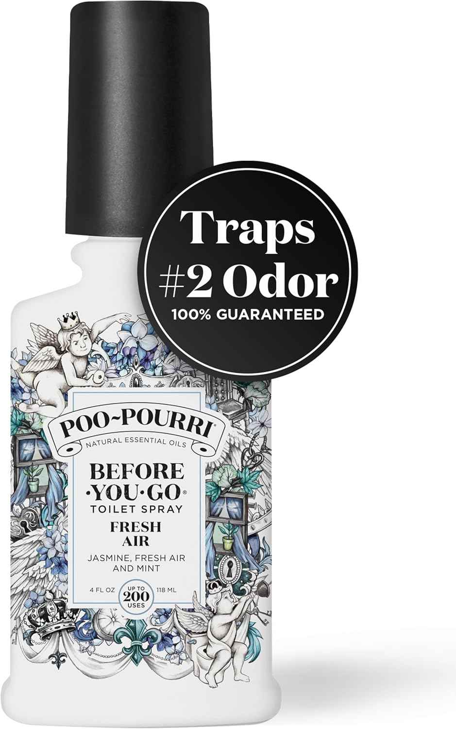 Poo-Pourri Before-You-Go Toilet Spray, Fresh Air, Plant-Based with Essential Oils, Jasmine, Mint, Citrus Scents