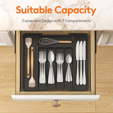 Lifewit Silverware Drawer Organizer, Expandable Utensil Tray for Kitchen, BPA Free Flatware and Cutlery Holder, Adjustable Plastic Storage for Spoons Forks Knives, 8.5-14 x 12", Black