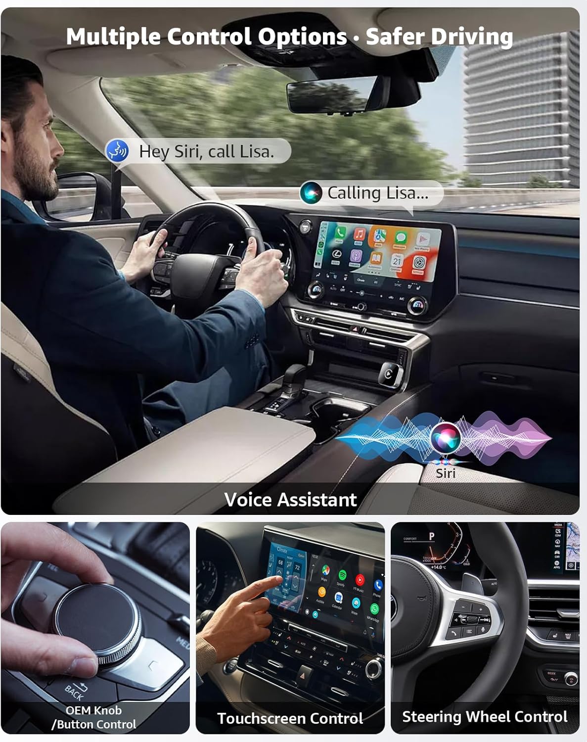 Wireless CarPlay Adapter, CarPlay Wireless Adapter Plug & Play USB/USB-C, 2-in-1 Converts Wired to Wireless CarPlay, Android Auto Wireless Adapter, Compatible with iPhone iOS 10+ & Android Auto