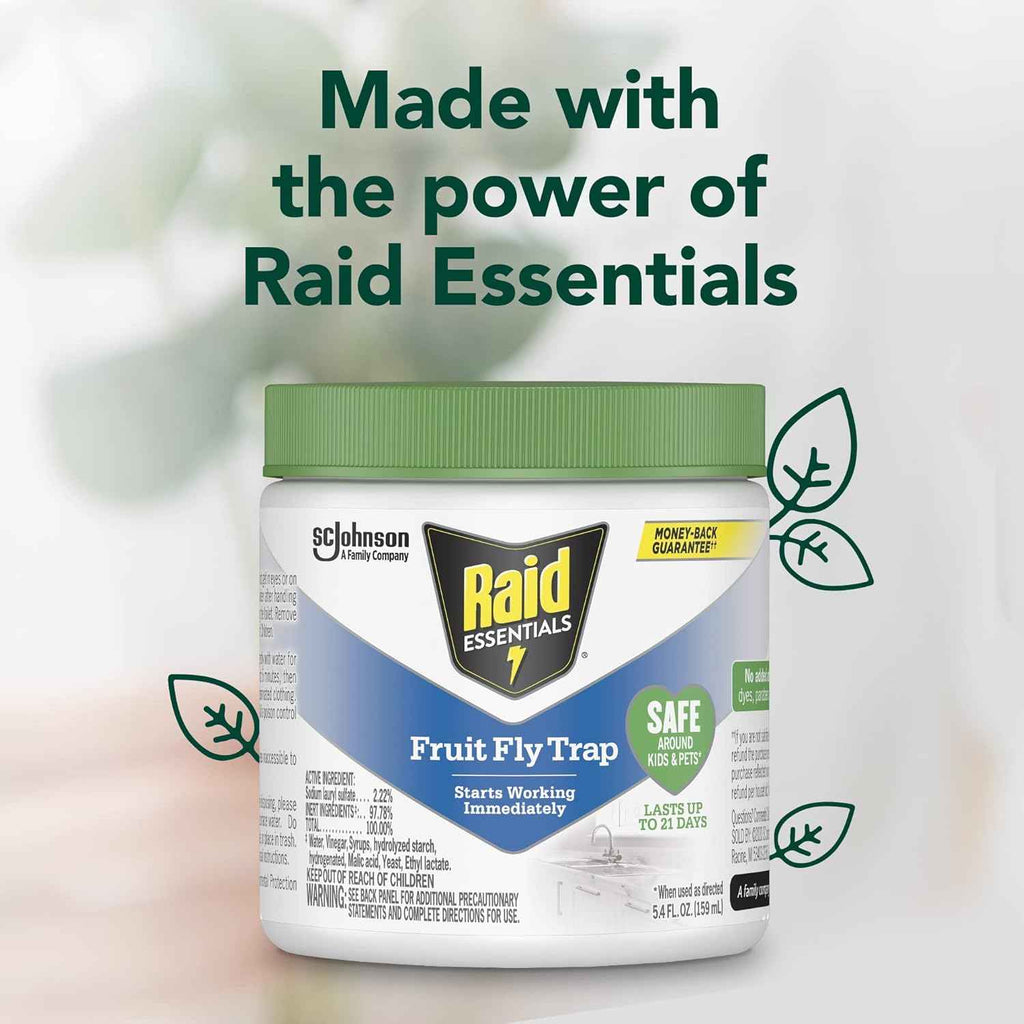 Raid Essentials Fruit Fly Trap for Indoors, 5.4 oz, Child and Pet Safe