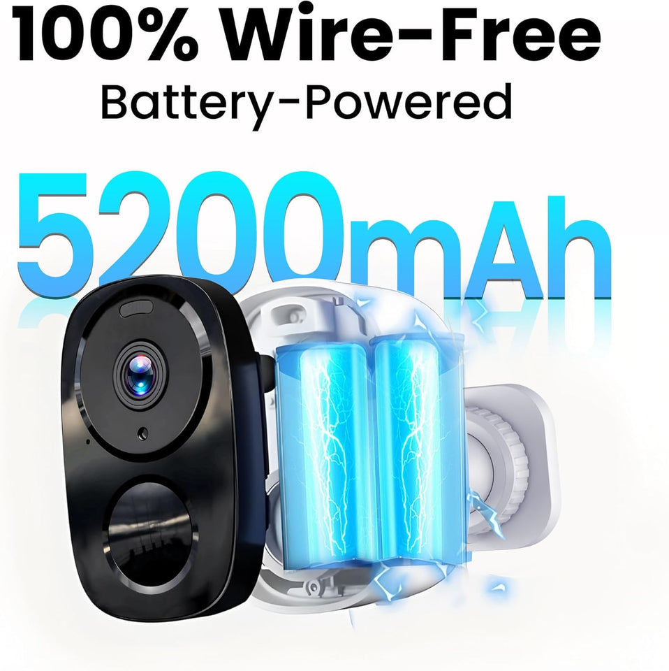 2026 Upgraded 2K Security Cameras Wireless Outdoor, Free Cloud Storage, 1-6 Months Battery Life, Waterproof, 2-Way Talk, AI Motion Detection Spotlight Siren Alarm Cameras for Home Security