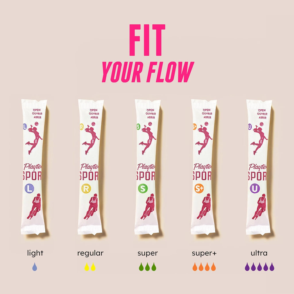 Playtex Sport Tampons Multipack, 48ct, Regular and Super, Fragrance-Free, 360 Leak Defense, Feminine Care
