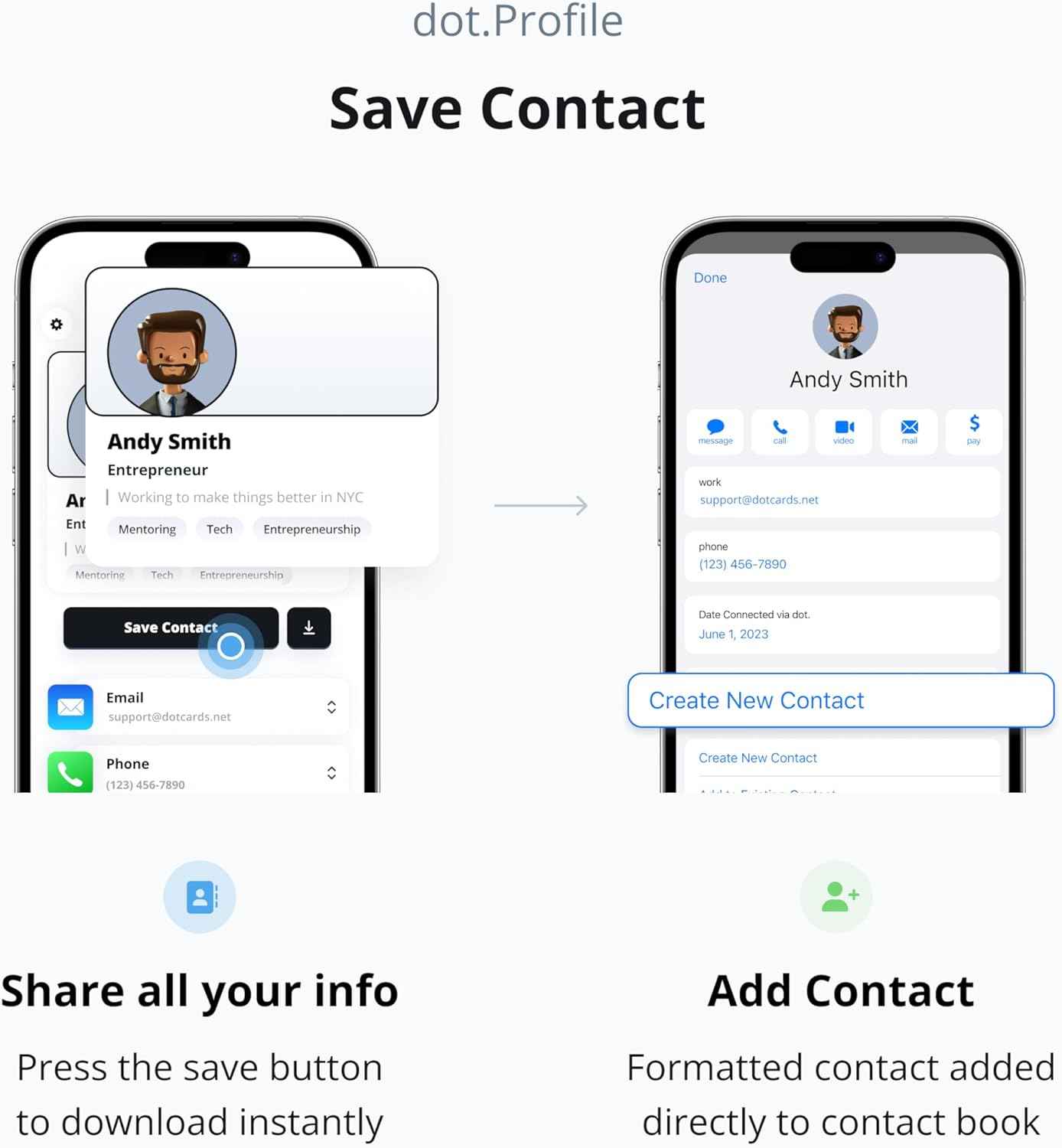 dot.card - digital business card for networking - tap compatible with iphone and android in black