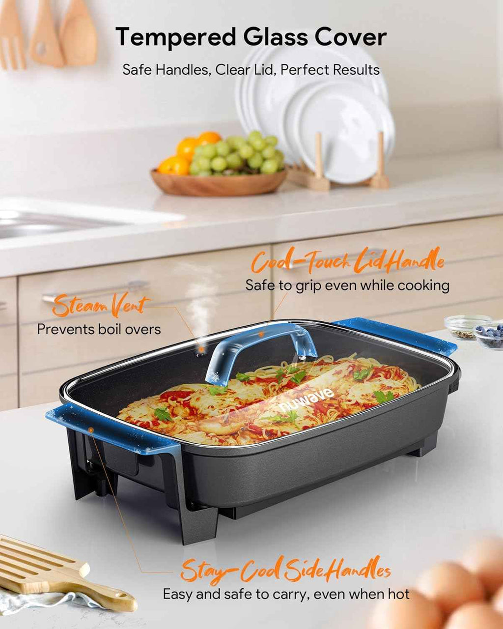 Nuwave Medley XL Digital Electric Skillet, Family Size Griddle w/Glass Lid, 2025 New & Improved Precision Heating, 100°-425°F, PFAS Free G11 Nonstick Ceramic Coating, Portable Hot Plate, 7qt Capacity