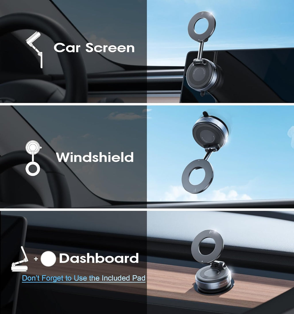 2026 Upgraded Vacuum Magnetic Car Phone Holder 360° Reinforced 96LBS Ultra Suction Cup Phone Mount for MagSafe Cell Phone Holders for Your Car/Gym/Mirror Mount for iPhone & Android