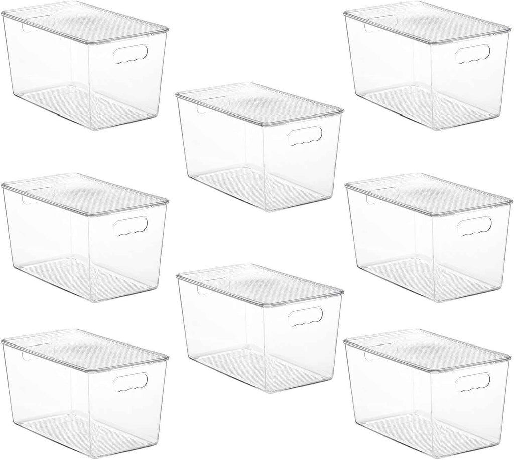 Vtopmart 6 Pack Clear Stackable Storage Bins with Lids, Medium Plastic Containers with Handle for Pantry Organizer and Storage,Perfect for Kitchen,Fridge,Cabinet, Closet,Bathroom Organization