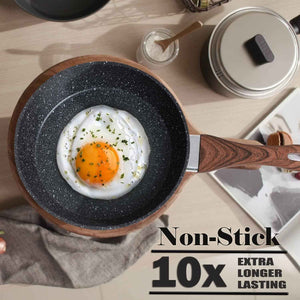 12-Piece Granite Cookware Set with Non-Stick Coating and Wood Look Handles