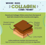 Pawstruck natural large 12 inch beef collagen sticks for dogs - long lasting rawhide alternative with high protein and chondroitin - 5 pack