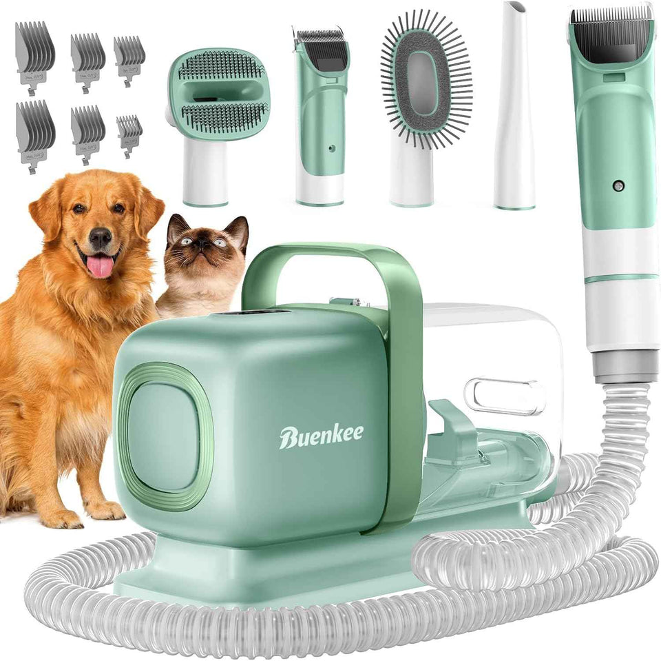 Dog Grooming Kit with Vacuum, 15000Pa Pet Hair Clipper and Shedding Brush, 50dB Low Noise, 2L Capacity, White