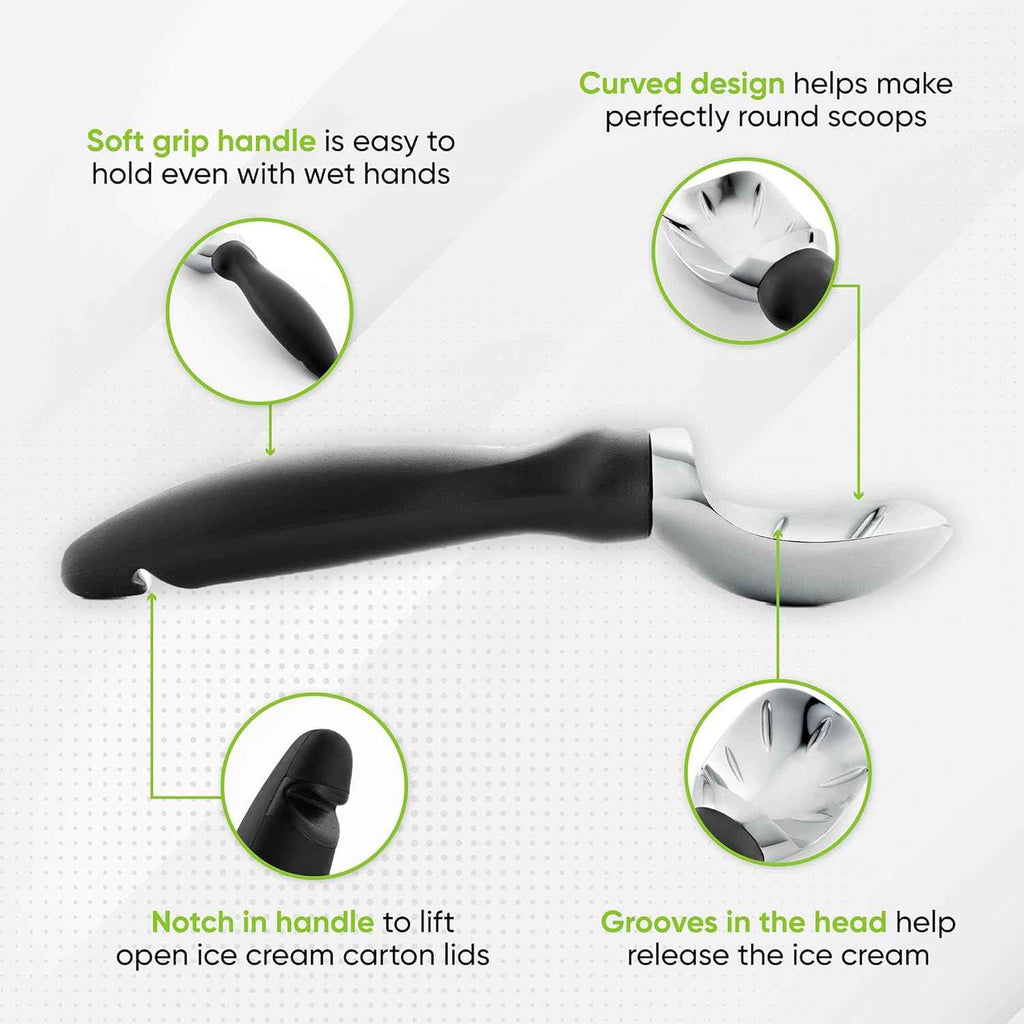 Spring Chef Heavy Duty Ice Cream Scoop with Comfortable Handle - Professional Ice Cream Scooper for Gelato, Sorbet, Cookie Dough, Melon, Frozen Yogurt