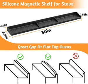 30-Inch Silicone Stove Top Shelf Magnetic for Kitchen Gadgets and Spices
