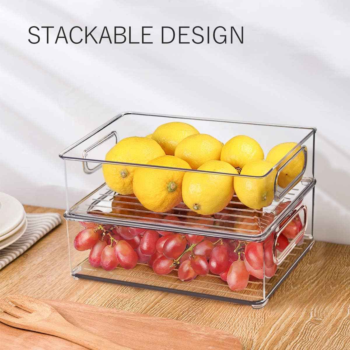 Stackable Refrigerator Organizer Bins, 6 Pack, Clear, Kitchen, Food Safe, BPA Free