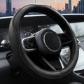 Ouzorp universal 14.5-15 inch black microfiber leather steering wheel cover with anti-slip lining