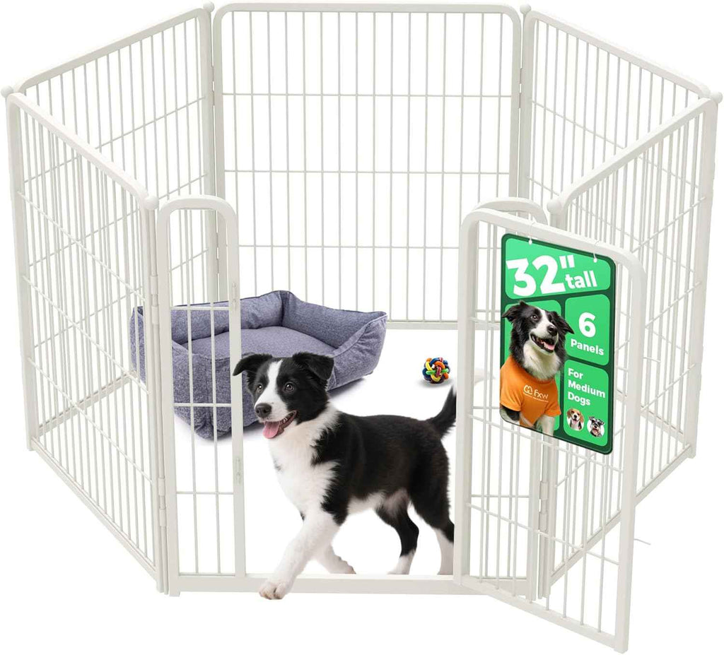 FXW Homeplus Unleashed Indoor Dog Playpen - Stress-Free and Safe Play, Heavy Duty 24 Inch 6 Panels Dog Pen for Puppy and Small Dogs, Black│Patented