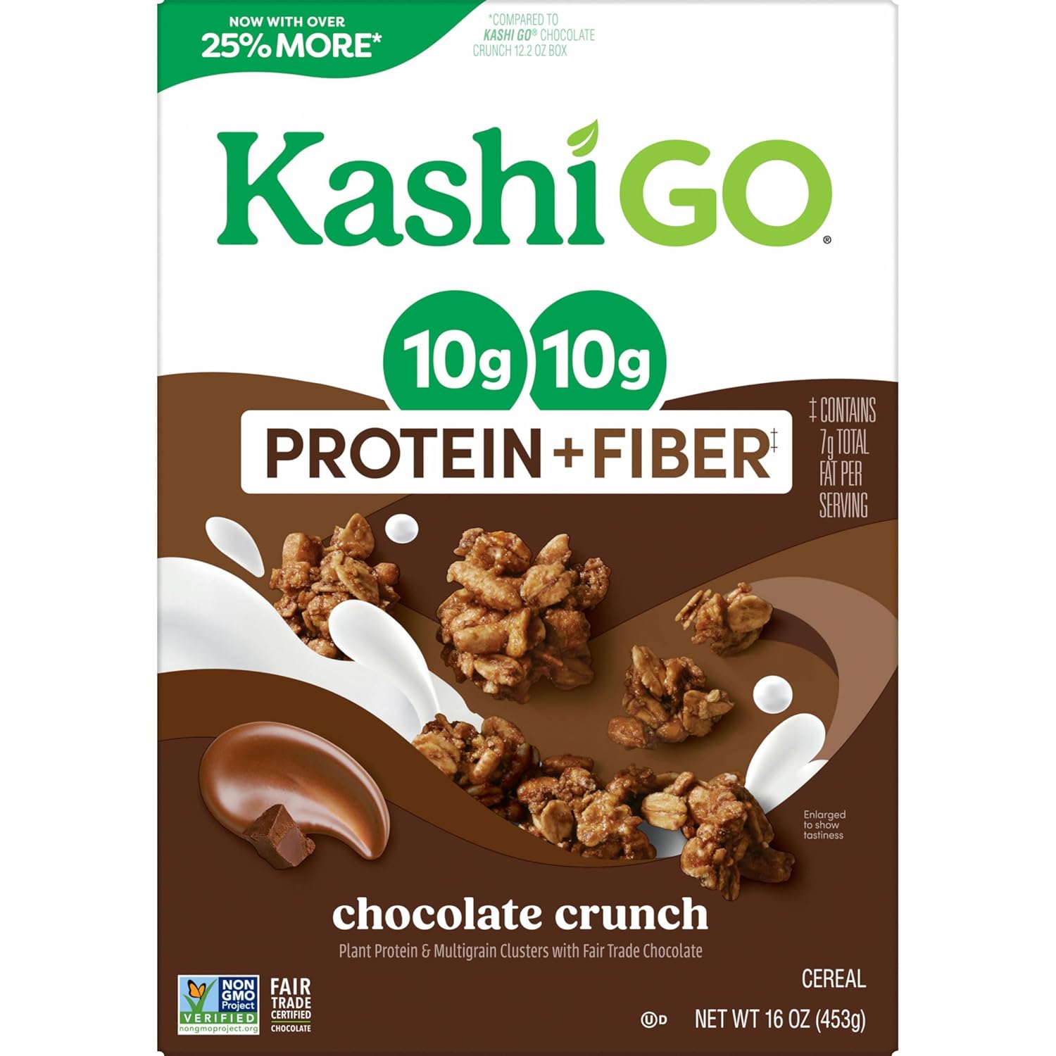 Kashi GO Protein Cereal, 10g Protein, 10g Fiber, Chocolate Crunch, 16oz Box, 1 Box