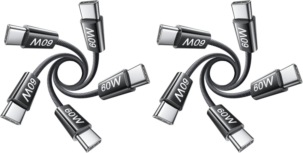 Lisen 5-pack usb c to c cable, 60w fast charging, 10ft for iphone 17, ipad, galaxy s25/s24