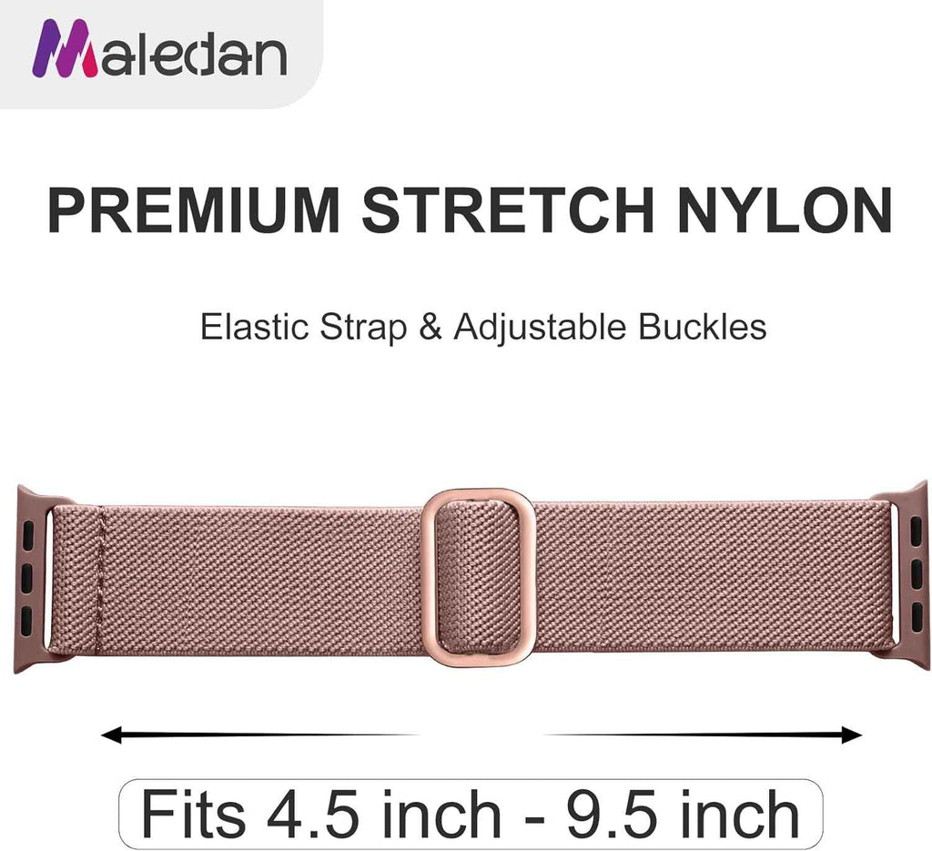 Maledan 10 Pack Soft Nylon Elastic Braided Watch Straps for Apple Watch Men Women 38-49mm