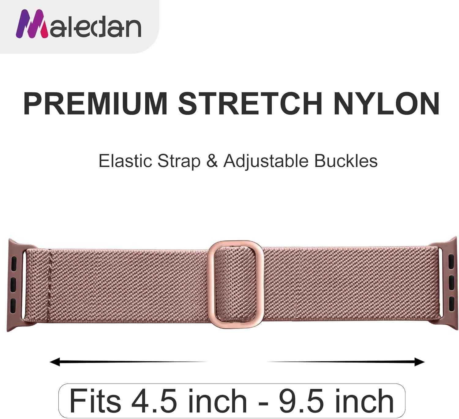 Maledan 10 Pack Soft Nylon Elastic Braided Watch Straps for Apple Watch Men Women 38-49mm