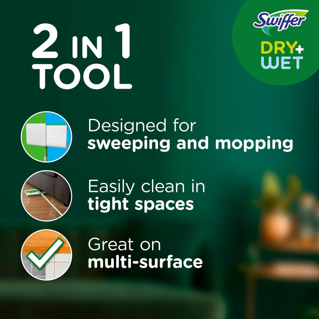 Swiffer Sweeper 2-in-1 Mops for Floor Cleaning, Dry and Wet Multi Surface Floor Cleaner, Sweeping and Mopping Starter Kit, Includes 1 Mop + 19 Refills, 20 Piece Set - ShopUS