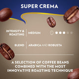 Lavazza Super Crema whole bean coffee, medium espresso roast, Arabica and Robusta blend, 2.2 lb bag