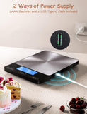 Food Scale -33lb Digital Kitchen Scale for Food Ounces Grams Rechargeable 304 Stainless Steel,Batteries and Type-C Charging | Perfect for Meal Prep, Cooking, and Baking, Black