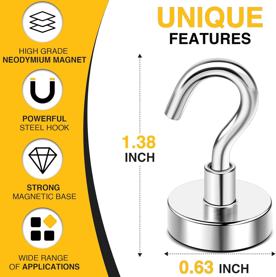 DIYMAG Magnetic Hooks, 30lbs+ Magnet Hook 2026 Cruise Cabin Ship Essentials N52 Heavy Duty Strong Magnets Refrigerator Fridge Hanging for Classroom Beach Vacation Kitchen Grills Home 6 Pack