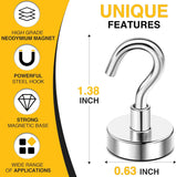 DIYMAG Magnetic Hooks, 30lbs+ Magnet Hook 2026 Cruise Cabin Ship Essentials N52 Heavy Duty Strong Magnets Refrigerator Fridge Hanging for Classroom Beach Vacation Kitchen Grills Home 6 Pack