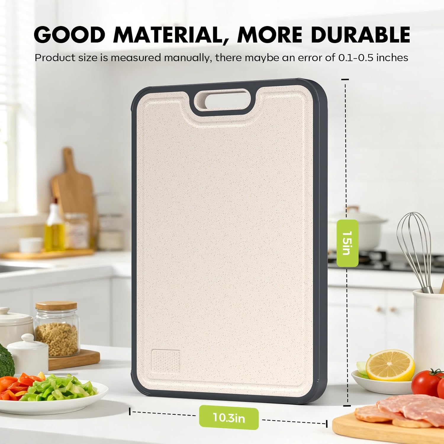 Sumzzz Titanium Cutting Board for Kitchen, Non Toxic 2-in-1 Cutting Board Double Sided Food Grade PLre Titanium, Knife Friendly Easy to Clean Large Size 15”×10.3”