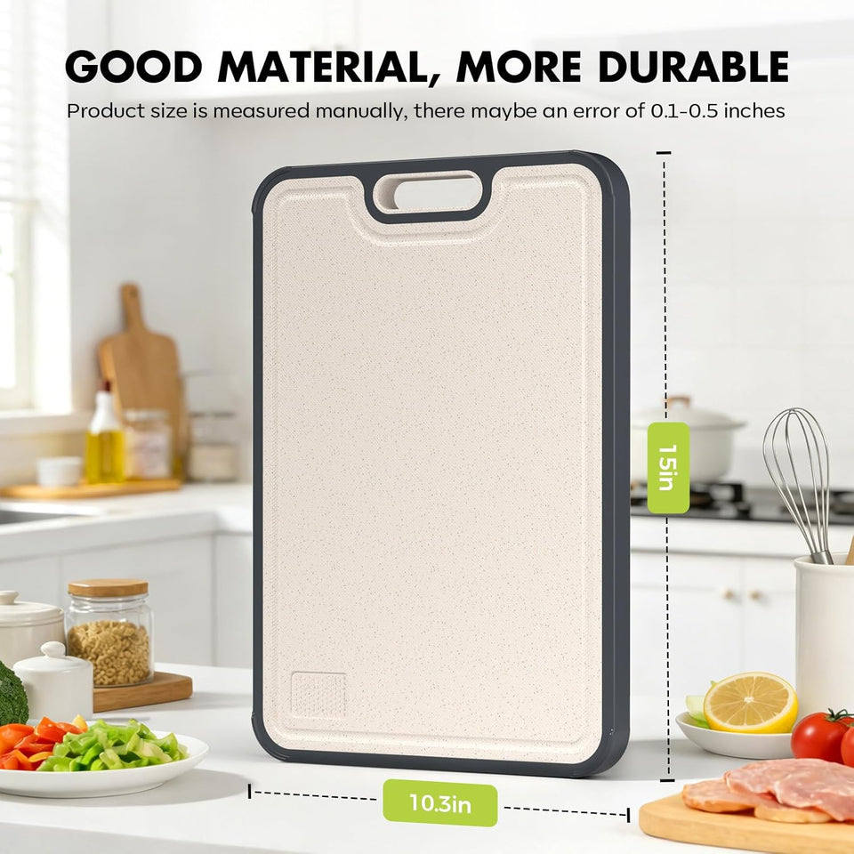 Sumzzz Titanium Cutting Board for Kitchen, Non Toxic 2-in-1 Cutting Board Double Sided Food Grade PLre Titanium, Knife Friendly Easy to Clean Large Size 15”×10.3”
