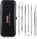 jpnk blackhead remover tool comedones extractor acne removal kit for blemish whitehead popping 6 pc zit removing for nose face tools with leather bag