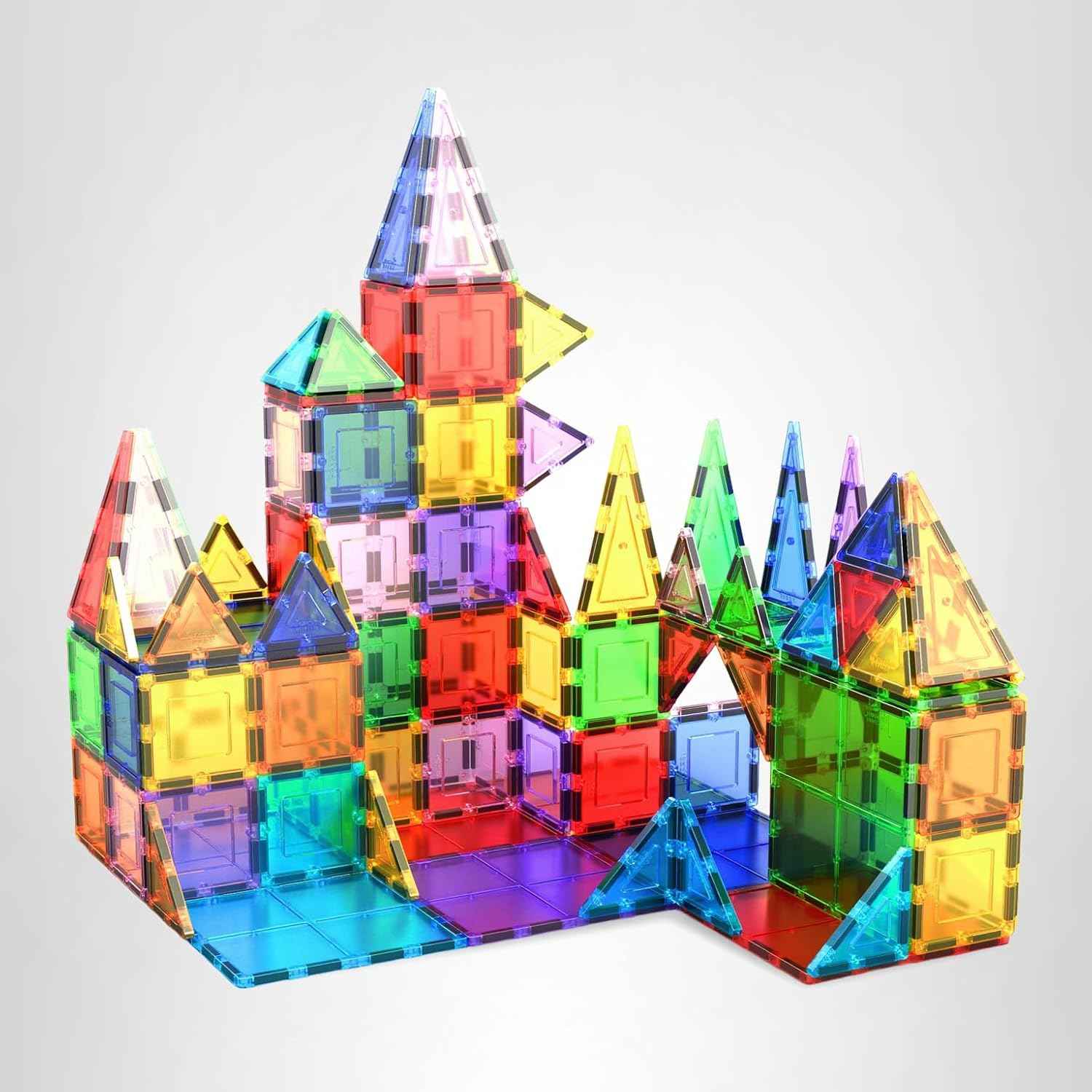 PicassoTiles 100 Piece Clear Magnetic 3D Blocks Creativity and Imagination Toy Set for Kids Inspirational
