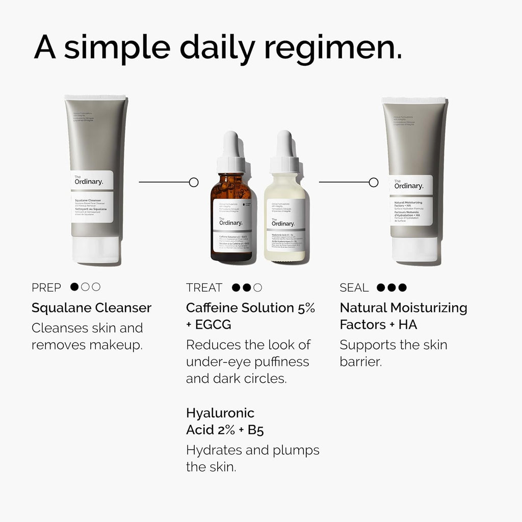 the ordinary caffeine solution 5% + egcg, depuffing eye serum for dark circles and tired eyes, 30ml