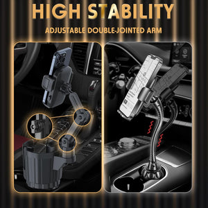 2-in-1 universal car cup holder phone mount with 360å¡ rotation adjustable grip fits most vehicles