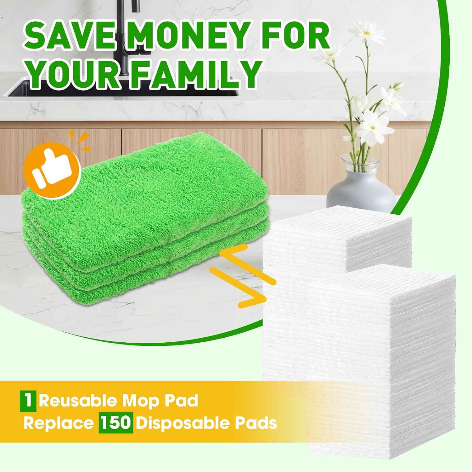 Reusable Microfiber Mop Pads for Floor Cleaning, 14-Piece Set, Compatible with Sweeper Mops and Dry Sweeping Cloths