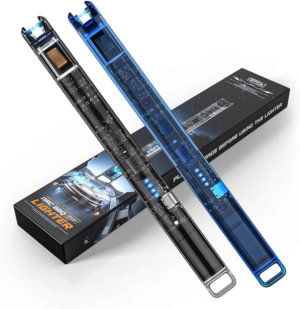 Ktebo 2 pack rechargeable usb c arc lighters with led display and see through tech design