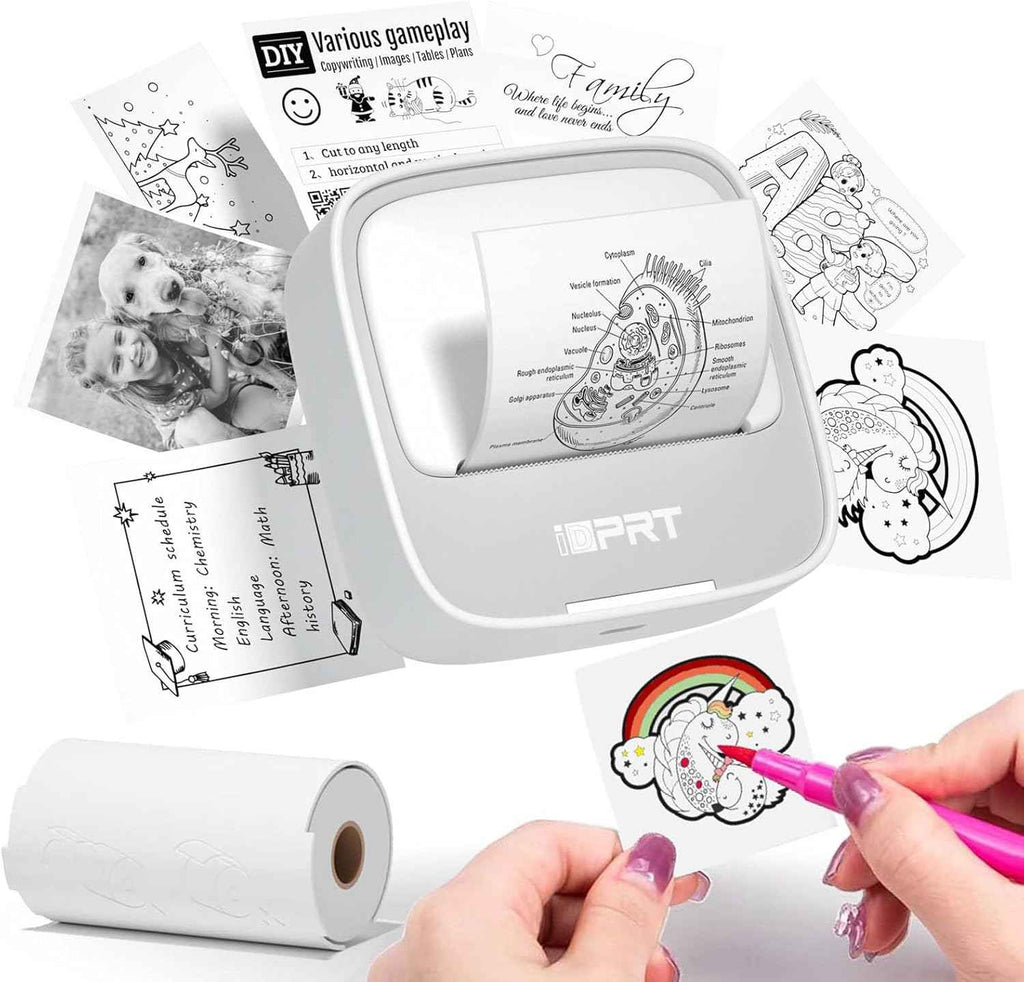 idprt portable sticker maker machine with 1 roll sticker paper grey