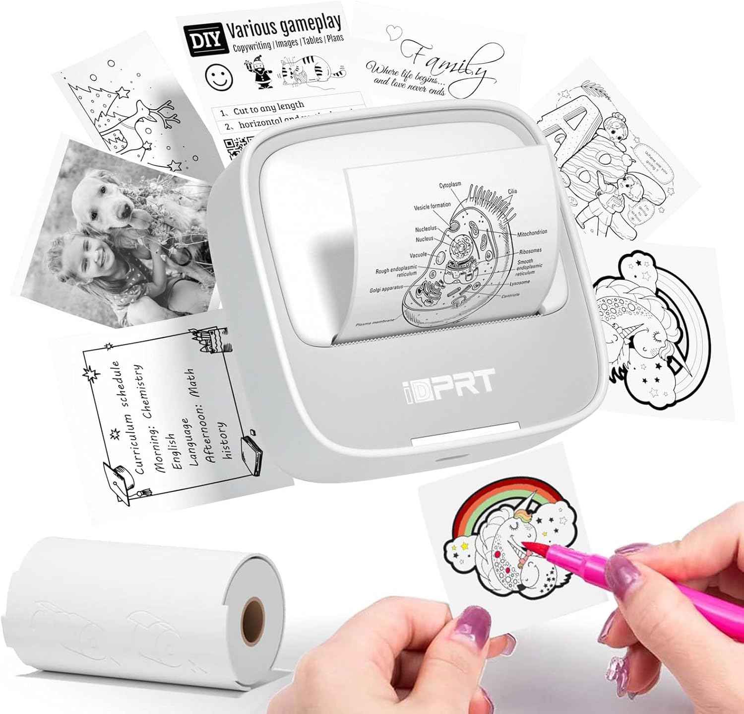 idprt portable sticker maker machine with 1 roll sticker paper grey