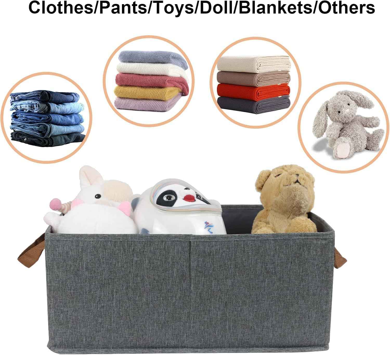 3-pack Large Capacity Storage Bins, Foldable Closet Organizer System for Clothing, Sheets, Toys, and Books