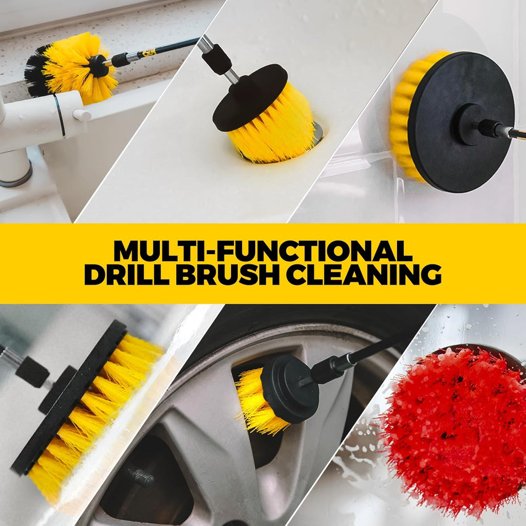 Holikme 22-piece drill cleaning attachment set, car polishing pad kit, wax applicator pad, and cleaning supplies