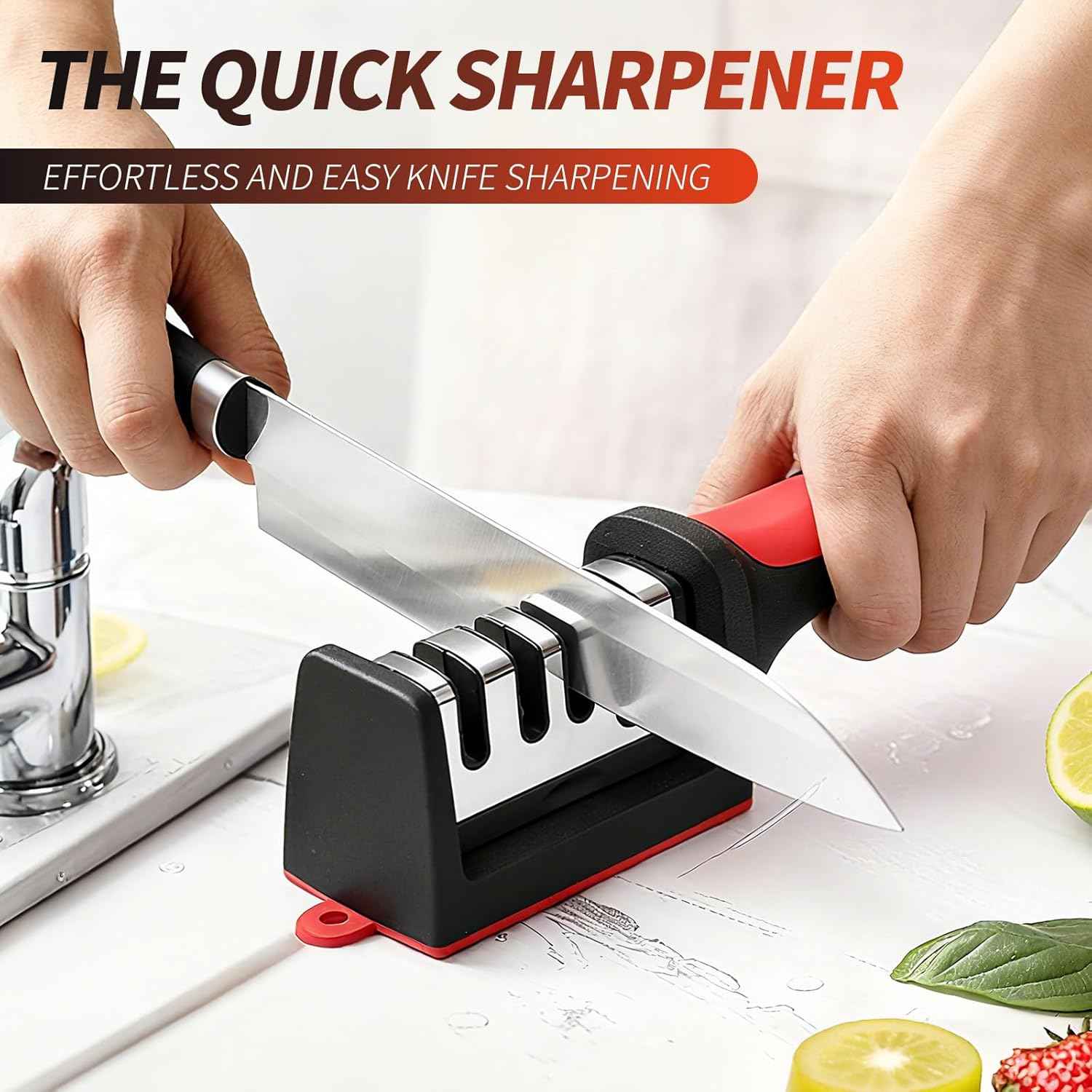 4-in-1 professional kitchen knife sharpener with tungsten steel and ceramic slots