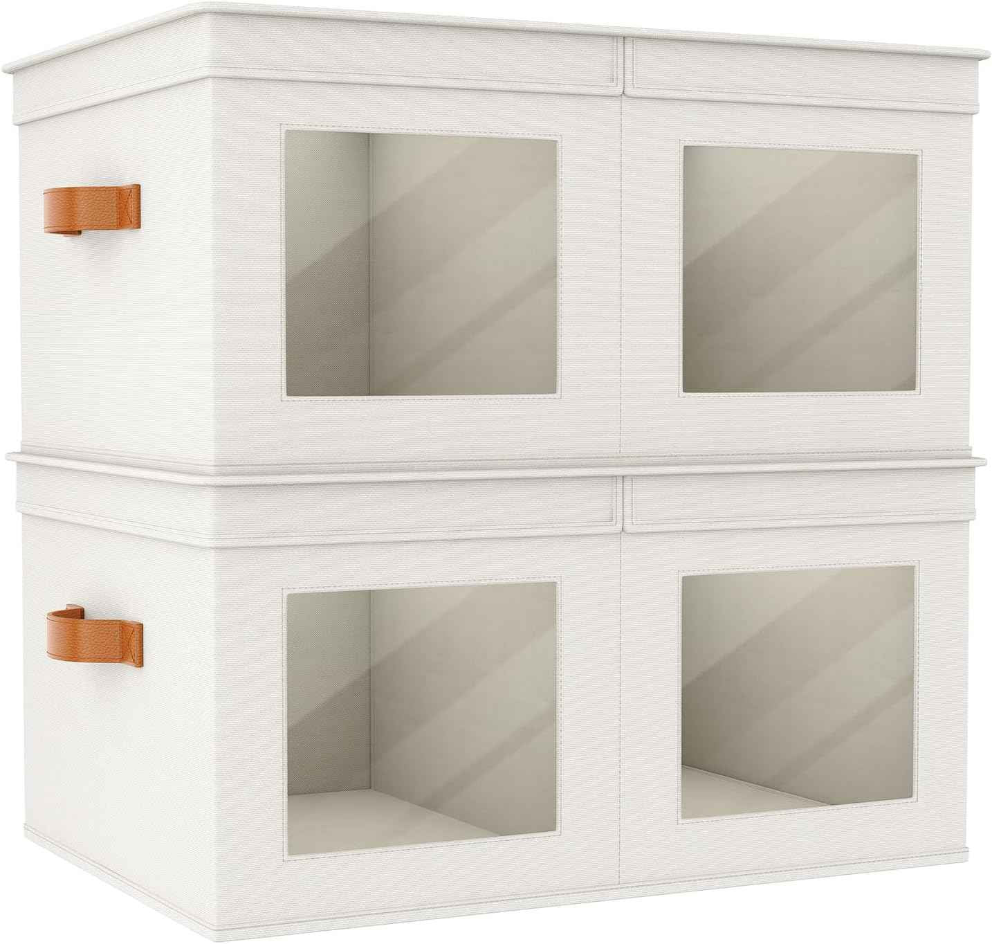 Univivi Fabric Foldable Storage Boxes [4-Pack] Large Collapsible Stackable Storage Bins with Lids, Closet Organizers and Storage Cube Basket for Home, Office, Bedroom (Gray, 17“ x 12” x 12")