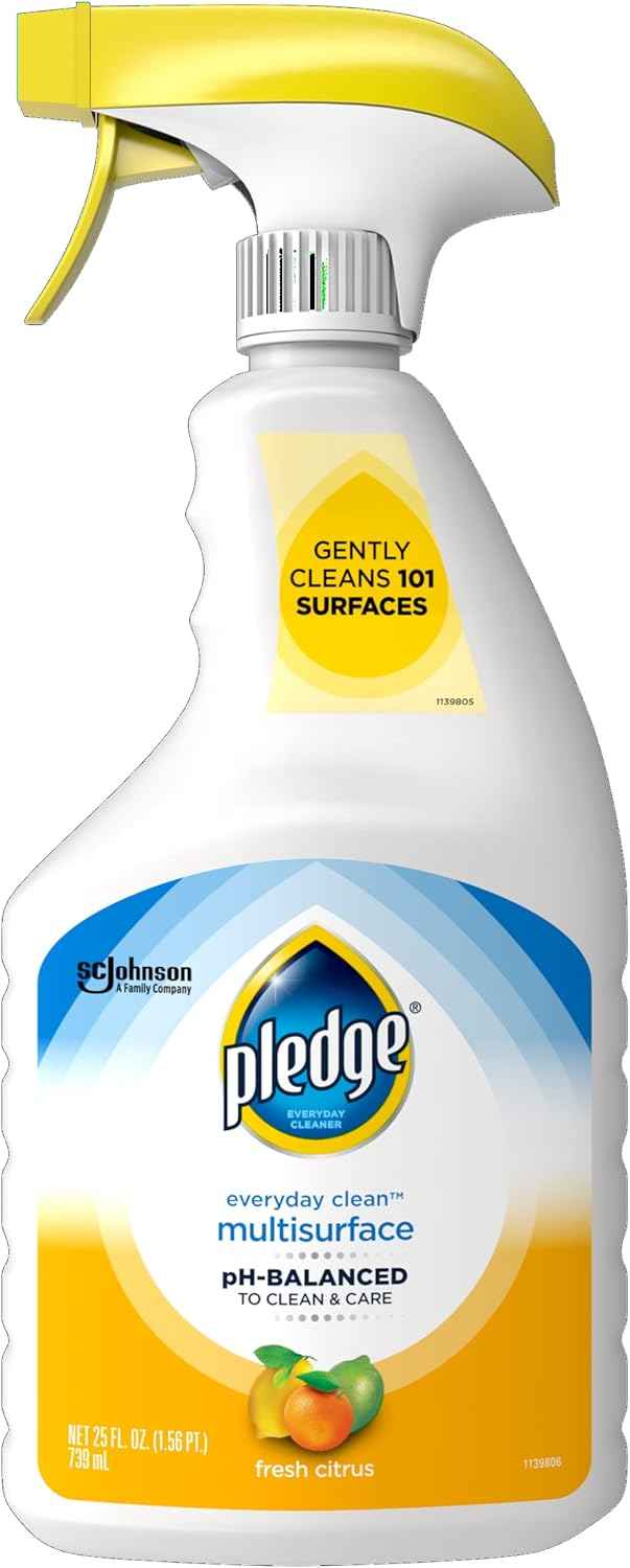 Pledge pH-Balanced Multisurface Cleaner Spray for Everyday Care, Fresh Citrus Scent, 25oz (Pack of 3)