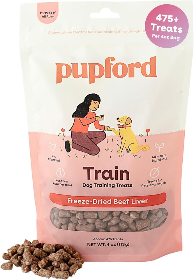 PLpford Freeze Dried Training Treats for Dogs & PLppies, 475+ Three Ingredient Bites (Beef Liver, 4 oz)