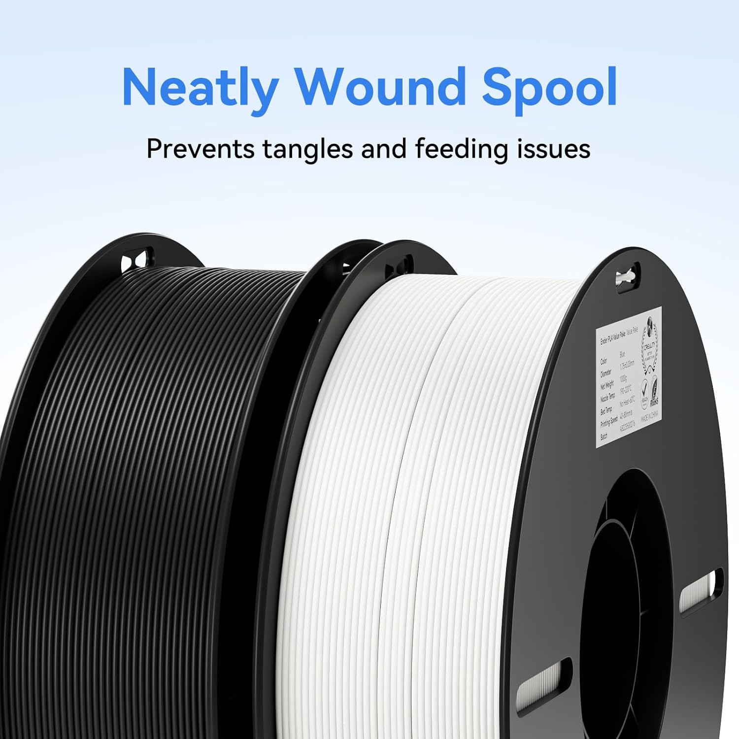 Creality 2kg Black & White PLA 1.75mm Filament Bundle for 3D Printing with No-Tangling Strong Bonding and Overhang Performance, Accuracy +/- 0.02mm