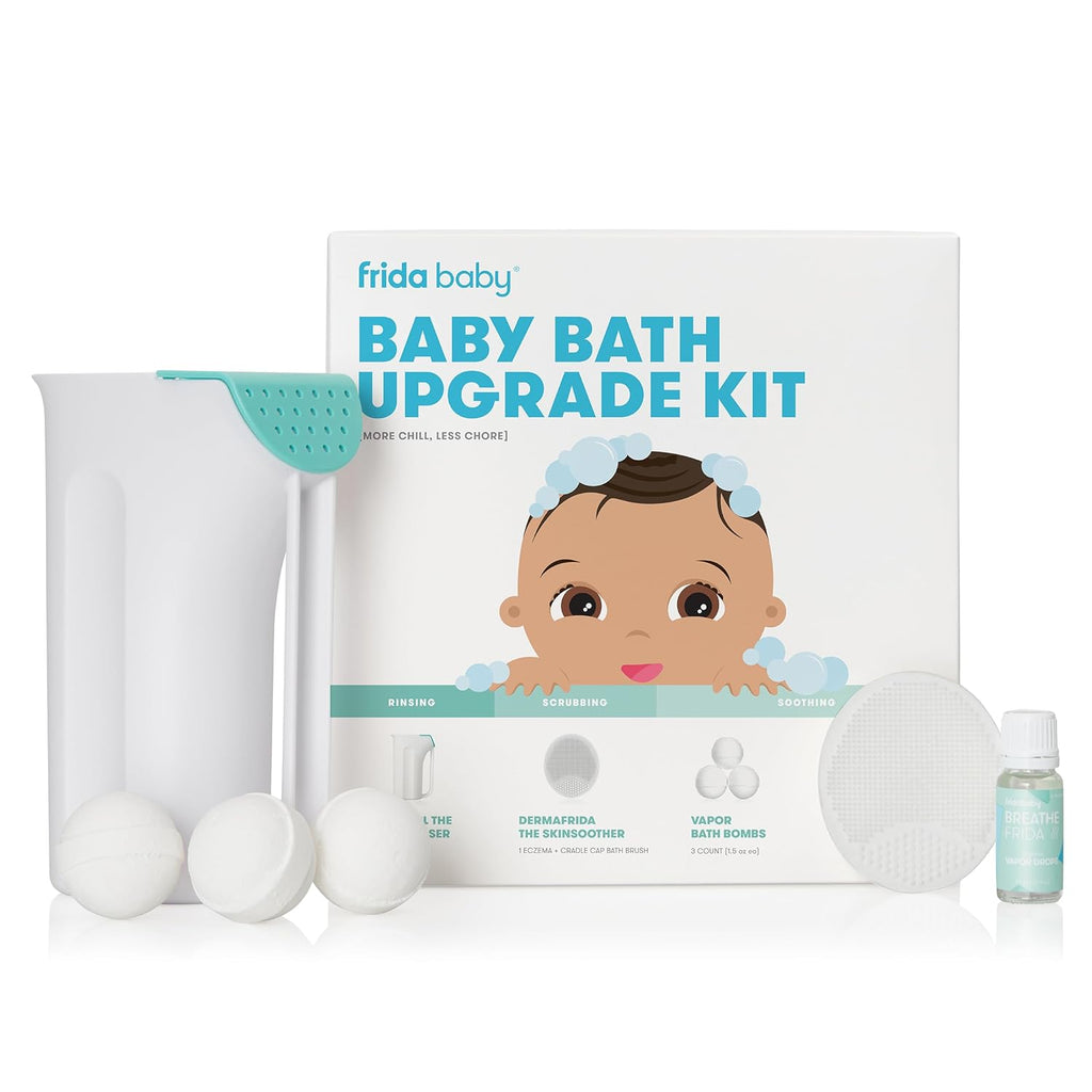 frida baby control the flow bath rinse cup, tear free rinser, easy grip handle and removable rain shower, made in usa
