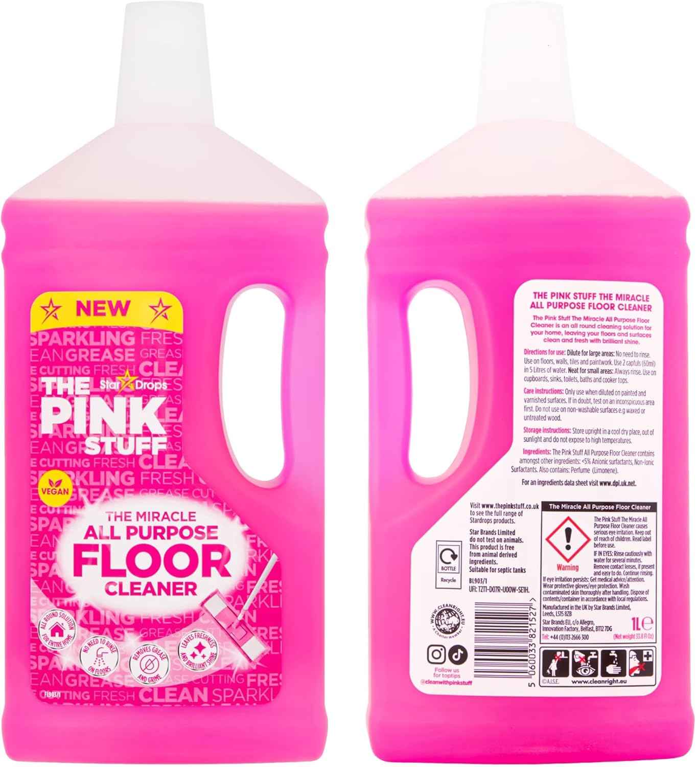 Stardrops The Pink Stuff 33.8fl oz multi-surface floor cleaner, pink, 33.8 fluid ounces