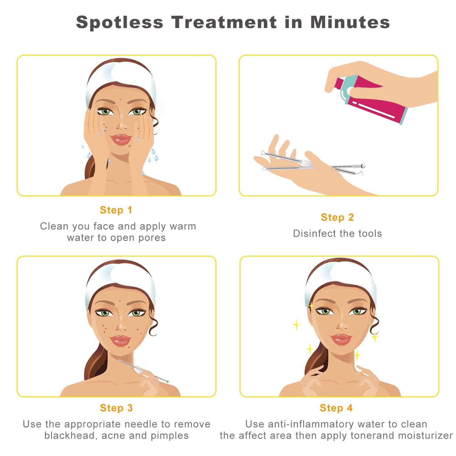 boxoyx 10 pcs pimple remover comedone extractor kit with box for quick and easy removal
