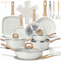 EWFEN 25 Pcs Pots and Pans Set, Nonstick Ceramic Cookware Sets, Healthy Non-Toxic, Large Capacity, Induction Compatible, Cooking Set with Frying Pans & Saucepans, PFAS/PTFE/PFOA Free, Classic Black