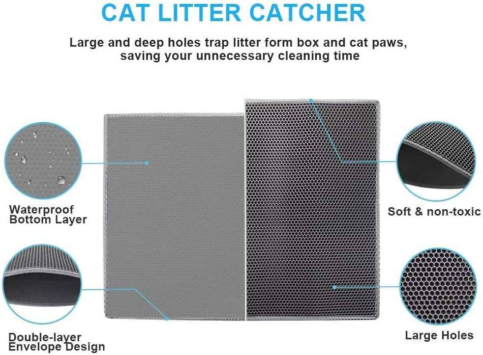 pieviev cat litter mat waterproof urine proof trapping mat 1 pack gray 24x15 inch