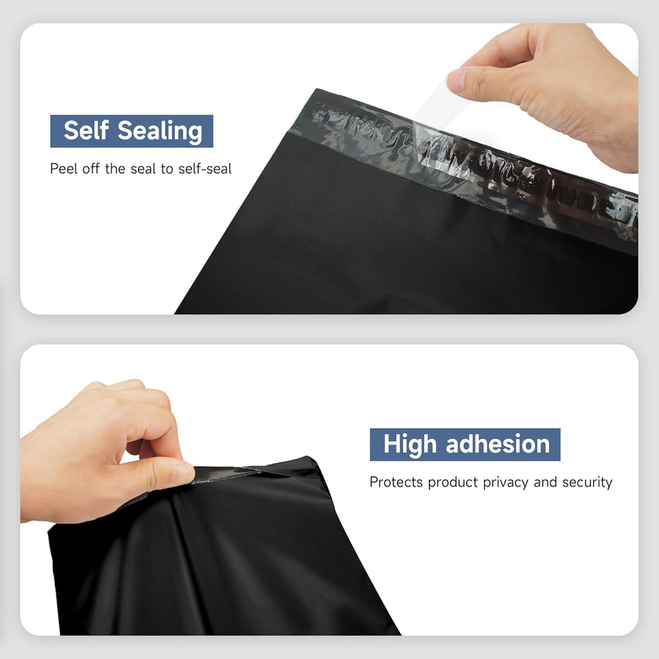 KKBESTPACK 100 Large Poly Mailers 10x13 Shipping Bags for Small Business – Self Sealing Package Envelopes (10 x 13 Pack of 100, Black)